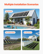VEVOR Solar Pool Heater, 4 x 10 ft HDPE Solar Pool Panel( 4 Pcs) - Durable & Weather-Proof, with Complete Accessories, Universal Solar Pool Panel–Raises Water Temperature, Aboveground & Inground Pool
