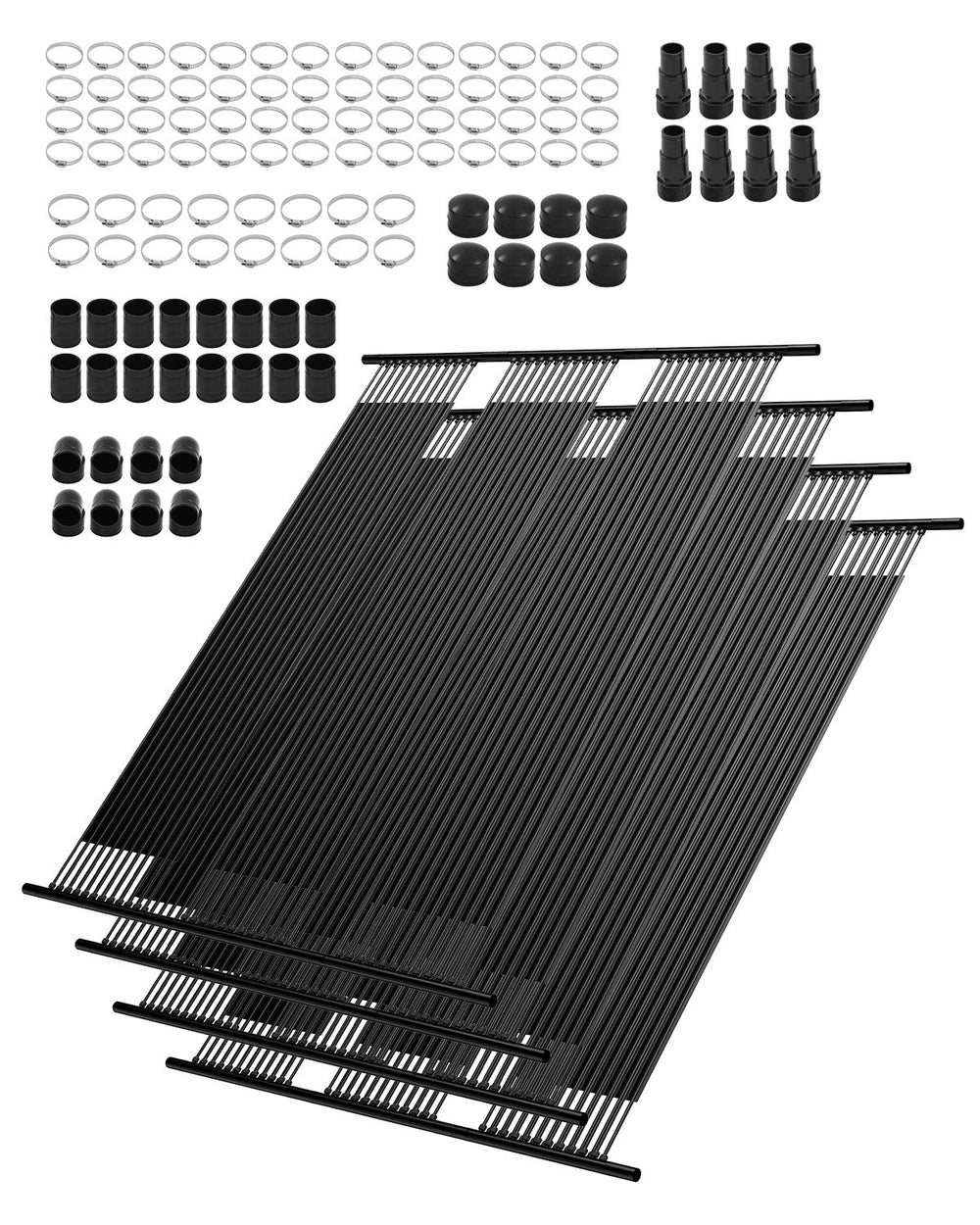 VEVOR Solar Pool Heater, 4 x 10 ft HDPE Solar Pool Panel( 4 Pcs) - Durable & Weather-Proof, with Complete Accessories, Universal Solar Pool Panel–Raises Water Temperature, Aboveground & Inground Pool