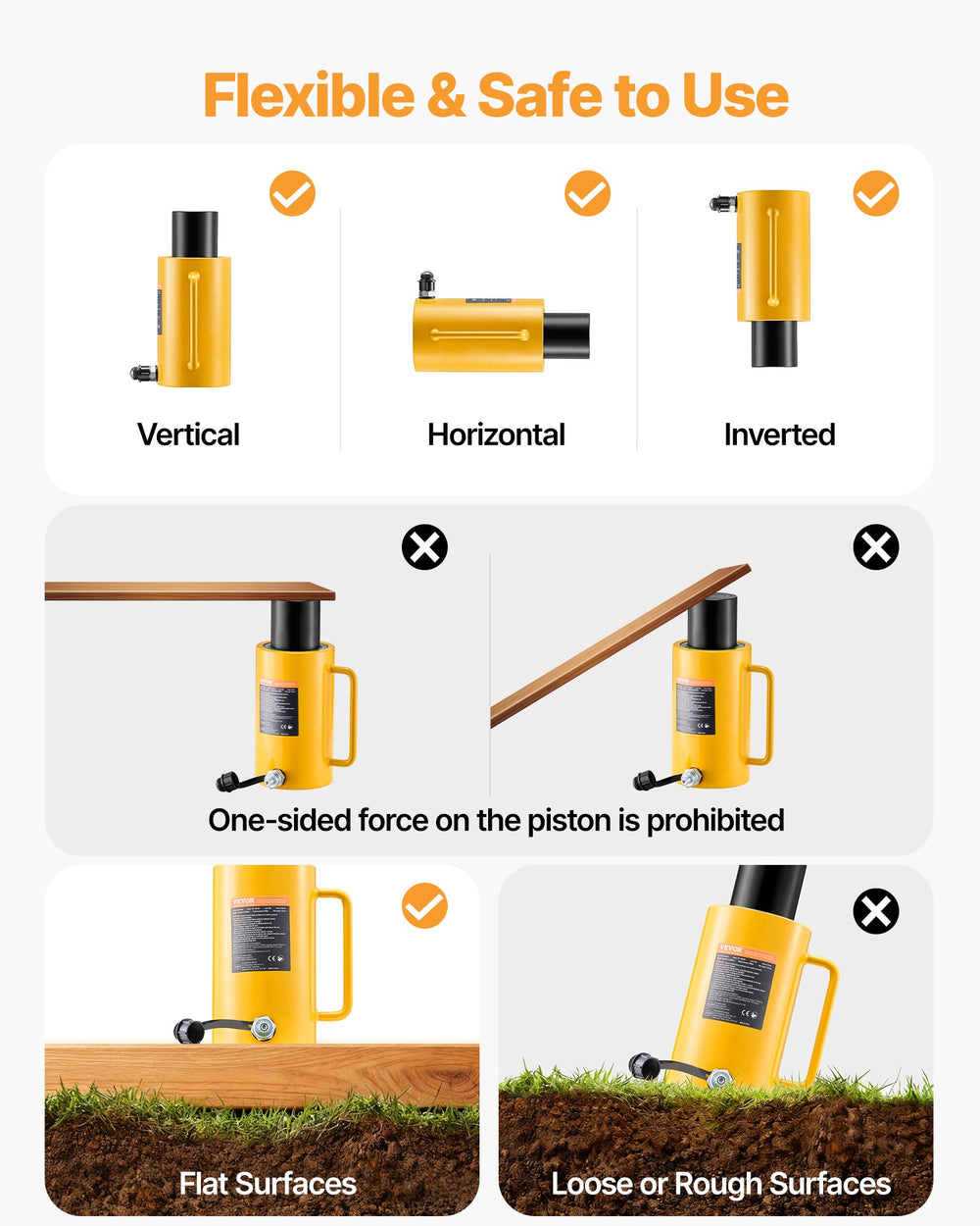 VEVOR Hydraulic Cylinder Jack 50T 150 mm Stroke Single Acting Hydraulic Cylinder Jack Ram