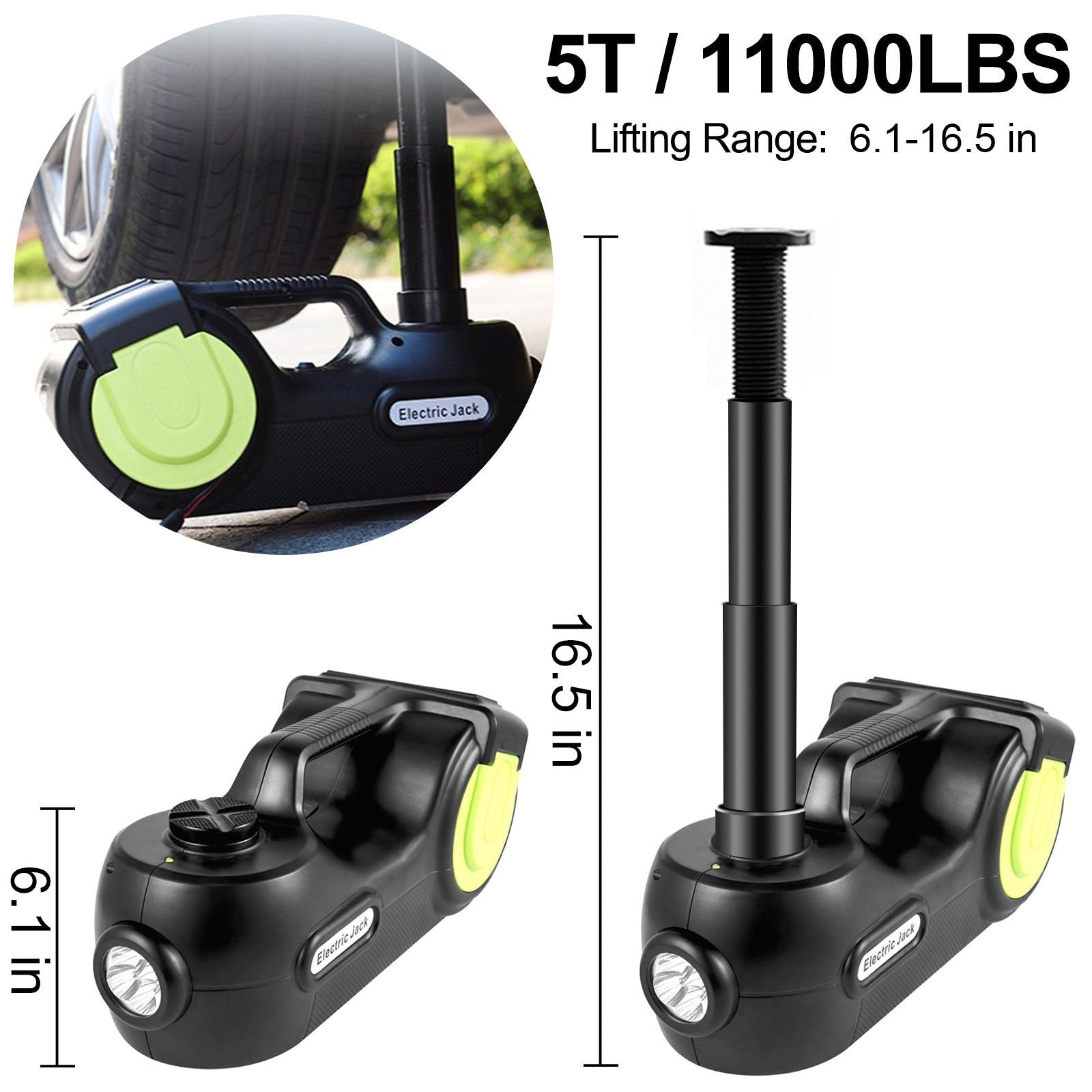 VEVOR Electric Car Jack 5 Ton Car Jack Hydraulic, Electric Floor Jack with Electric Impact Wrench, LED Light Hydraulic Jack Car Repair Tool, 155-530mm Lifting Range for SUV MPV Sedan Truck Repair