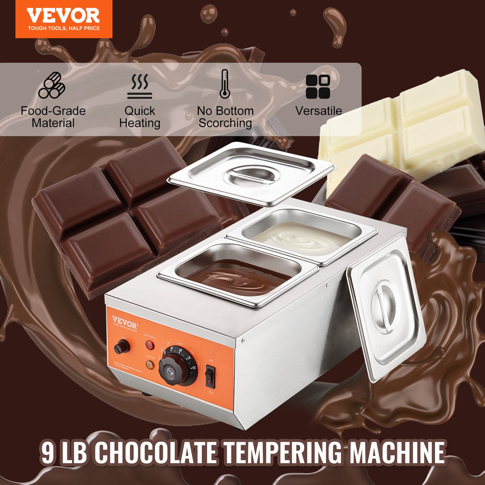 VEVOR Chocolate Tempering Machine Chocolate Melting Pot 4.1 kg 2 Tanks