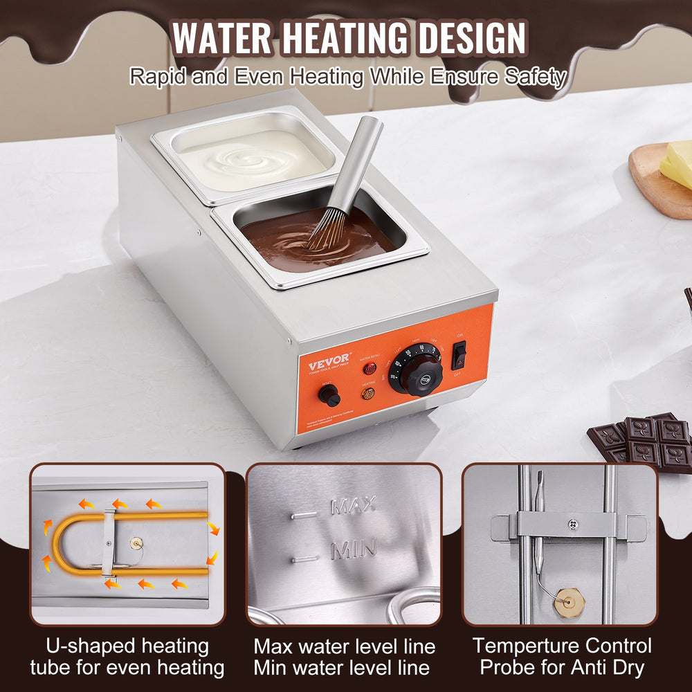 VEVOR Chocolate Tempering Machine Chocolate Melting Pot 4.1 kg 2 Tanks