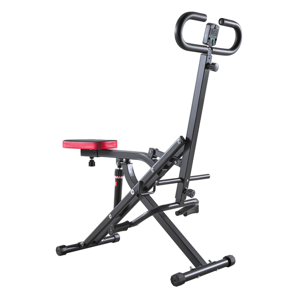 VEVOR Squat Machine, Deep Squat Rowing Machine for Home, Easy Setup & Foldable Exercise Equipment, Glute Trainer Machine with 12-Gear Adjustable Resistance, Glutes & Leg Home Workout Machine, Black