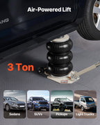 VEVOR Air Jack, 3 Ton Triple Bag Air Jack, Airbag with Six Steel Pipes, Lift Up to 450 mm, 1-6 s Fast Lifting Pneumatic with Adjustable Long Handle & Rubber Pad for Cars, SUVs, Pickup Trucks Repair