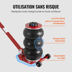 VEVOR Air Jack, 3 Ton/3000 kg Triple Bag Air Jack, Airbag Jack with Six Steel Pipes, Lift up to 44.9 cm, 3-5 s Fast Lifting Pneumatic Jack, with Adjustable Long Handle for Cars, Garages, Repair (Red)