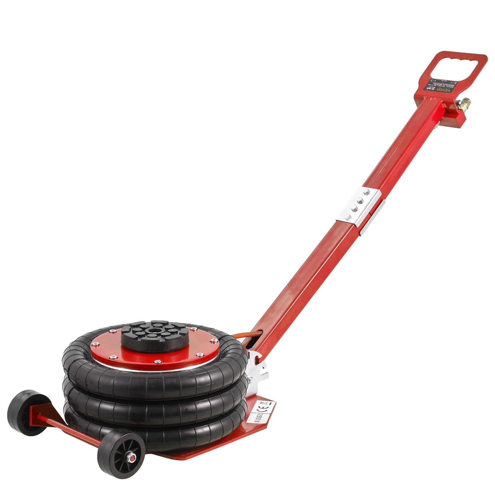VEVOR Air Jack, 3 Ton/3000 kg Triple Bag Air Jack, Airbag Jack with Six Steel Pipes, Lift up to 44.9 cm, 3-5 s Fast Lifting Pneumatic Jack, with Adjustable Long Handle for Cars, Garages, Repair (Red)