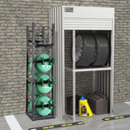 VEVOR Refrigerant Tank Rack, with 3 x 30lbs and Other 3 Small Bottle Tanks, Cylinder Tank Rack 12.79x12.99x47.12 in, Refrigerant Cylinder Rack and Holders for Freon, Gases, Oxygen, Nitrogen
