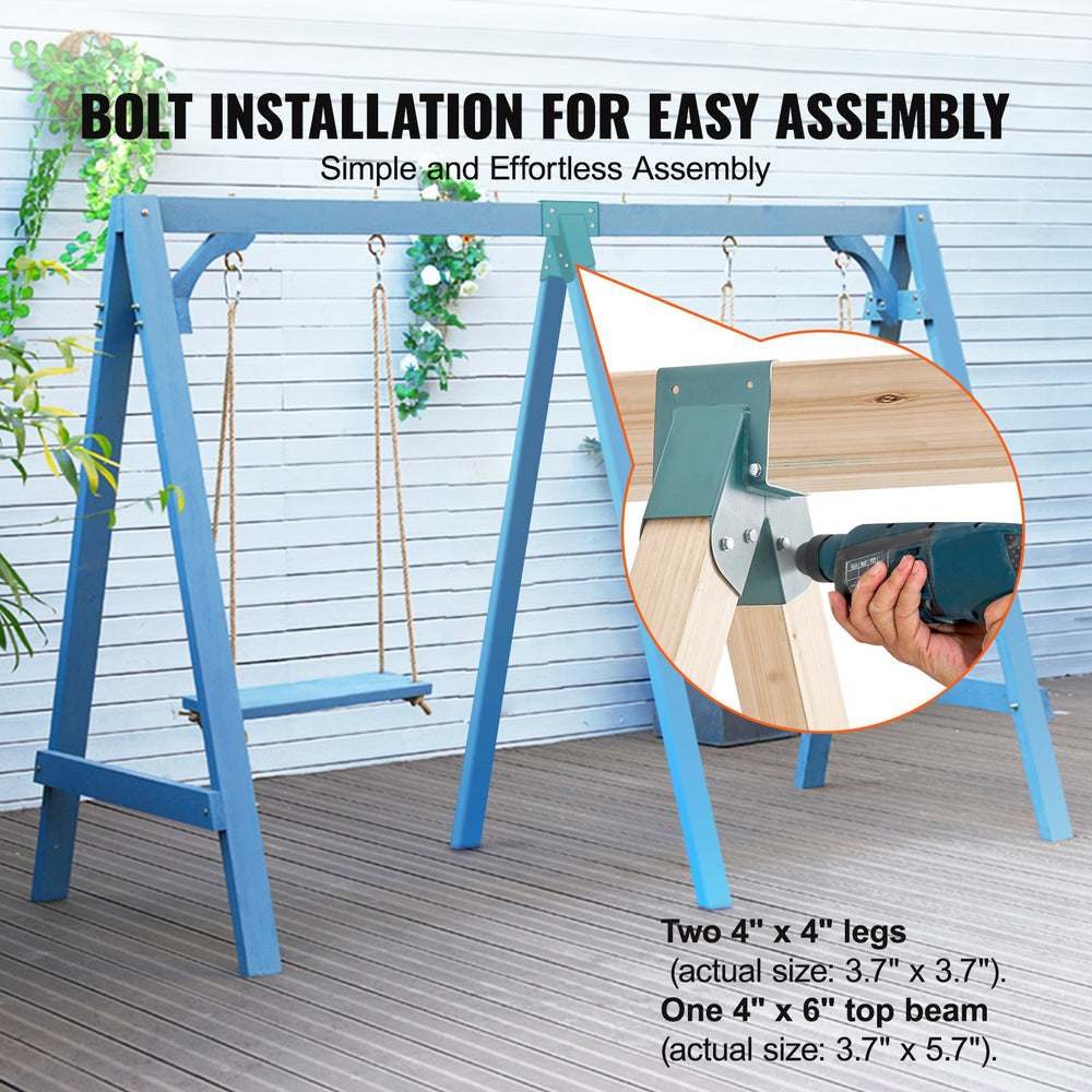 VEVOR A-Frame Middle Swing Brackets, Heavy Duty Carbon Steel Swing Set Hardware with Mounting Hardware, DIY Swing Set Bracket Swing Set Kit for 2 (101.6x101.6mm) Legs & 1 (101.6x152.4mm) Beam, Green