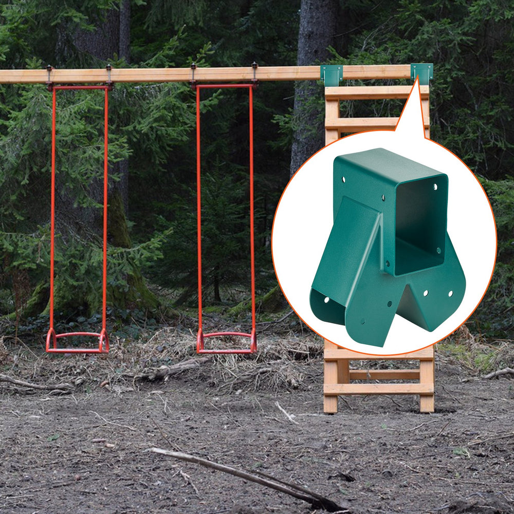 VEVOR A-Frame Middle Swing Brackets, Heavy Duty Carbon Steel Swing Set Hardware with Mounting Hardware, DIY Swing Set Bracket Swing Set Kit for 2 (101.6x101.6mm) Legs & 1 (101.6x152.4mm) Beam, Green