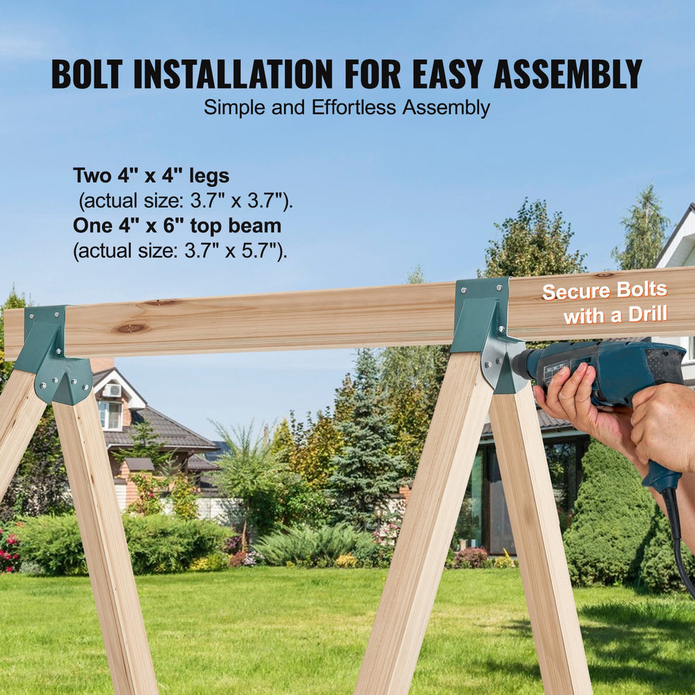 VEVOR A-Frame Middle Swing Set Brackets, Heavy Duty Carbon Steel Swing Set Hardware with Mounting Hardware, DIY Swing Set Bracket Swing Set Kit for 101.6x101.6mm Legs & 101.6x152.4mm Beam, Green 3Pcs