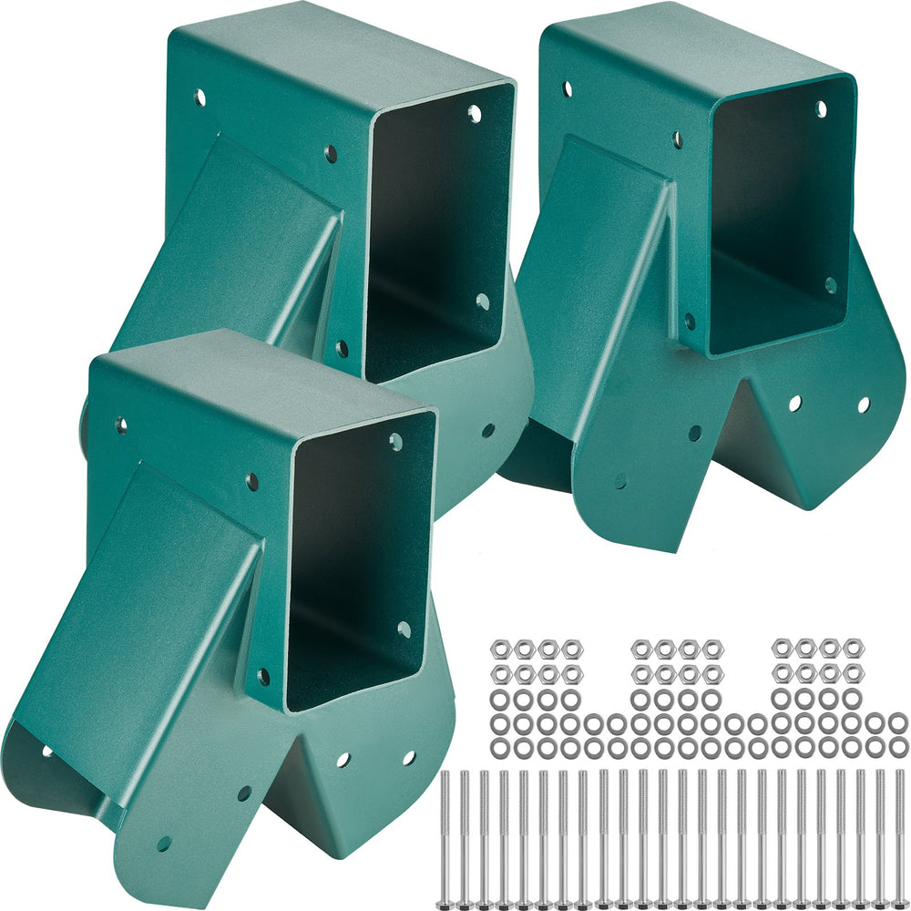 VEVOR A-Frame Middle Swing Set Brackets, Heavy Duty Carbon Steel Swing Set Hardware with Mounting Hardware, DIY Swing Set Bracket Swing Set Kit for 101.6x101.6mm Legs & 101.6x152.4mm Beam, Green 3Pcs