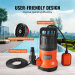 VEVOR Submersible Utility Pump Sump Pump 400W 2510 GPH/9506 LPH 26 ft/7.9 m Head Water Pump
