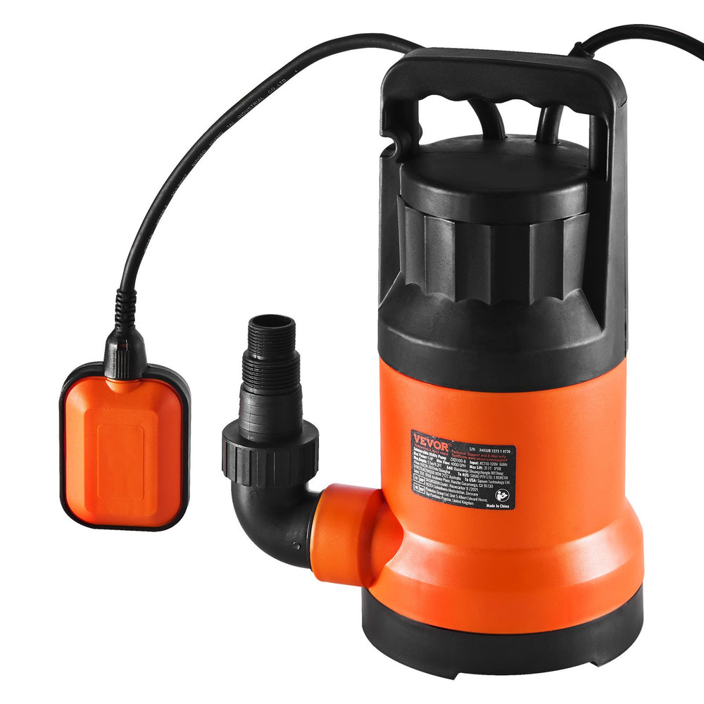 VEVOR Submersible Utility Pump Sump Pump 400W 2510 GPH/9506 LPH 26 ft/7.9 m Head Water Pump