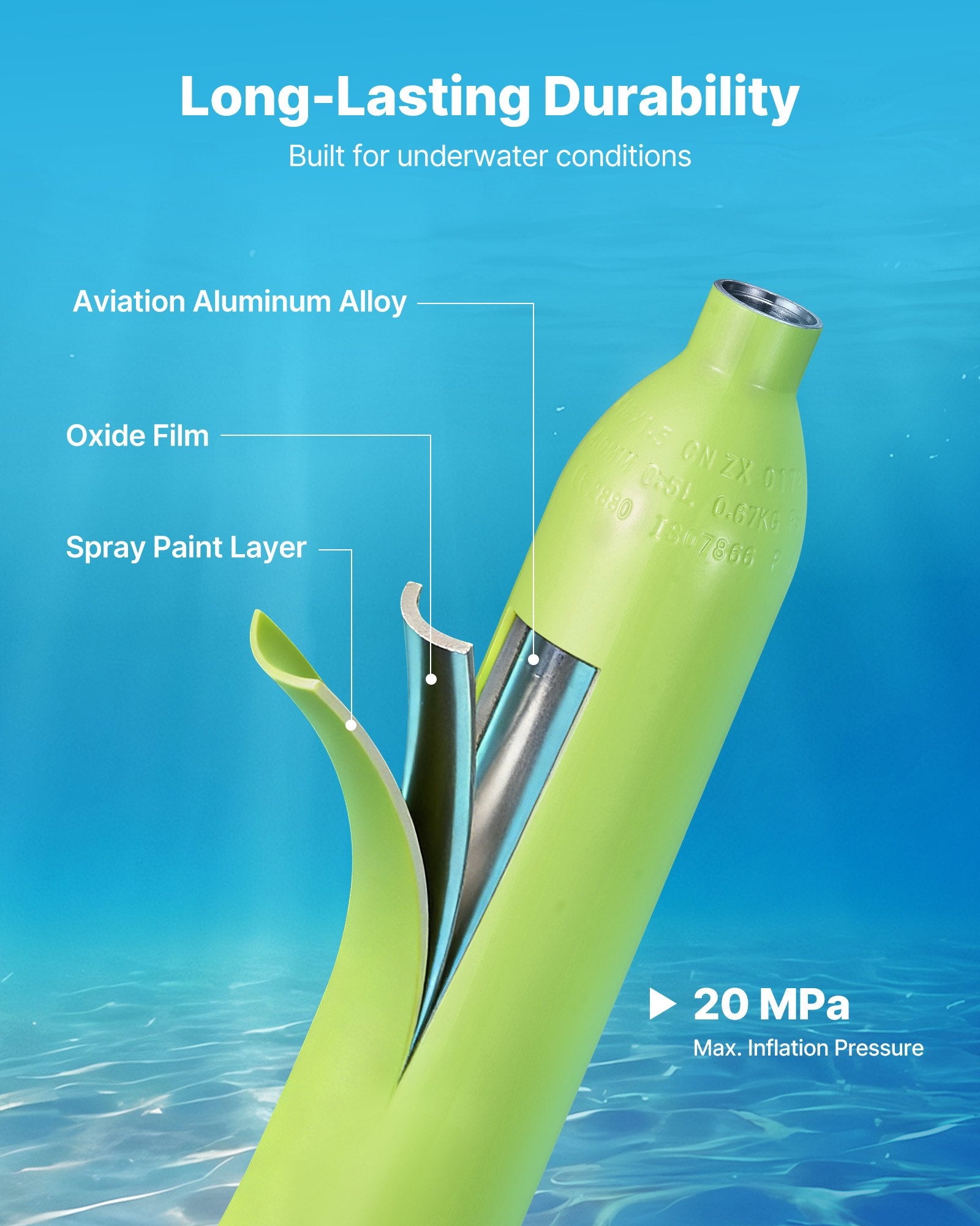 VEVOR Mini Scuba Tank with Sub-Mask, 0.5L Portable Diving Tank for Underwater Breathing, Reusable Lung Diving Cylinder up to 10 Minutes Dive Time, Emergency Rescue Pony Bottle with Pump for Snorkeling