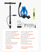 VEVOR Mini Scuba Tank with Sub-Mask, 0.5L Portable Diving Tank for Underwater Breathing, Reusable Lung Diving Cylinder up to 10 Minutes Dive Time, Emergency Rescue Pony Bottle with Pump for Snorkeling
