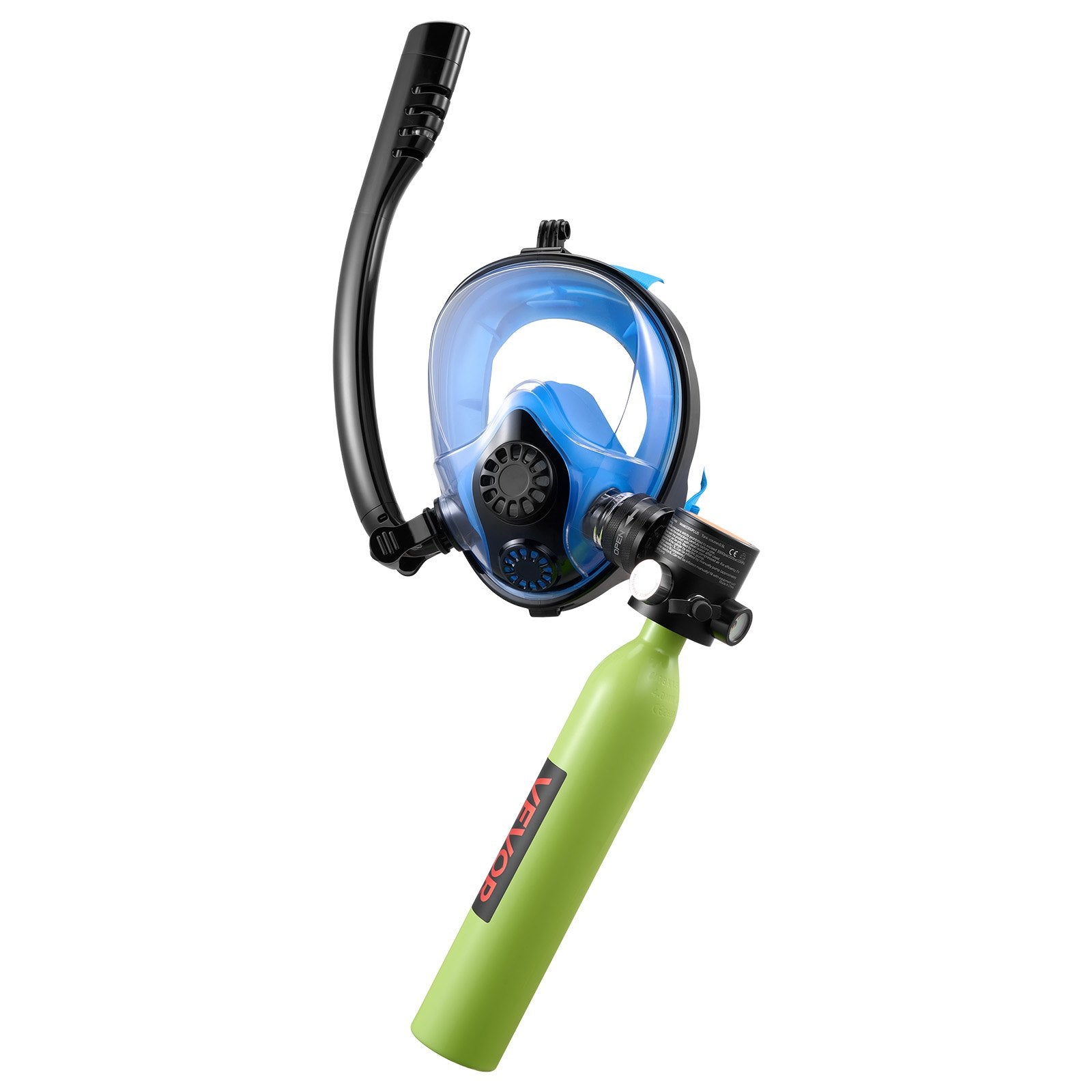VEVOR Mini Scuba Tank with Sub-Mask, 0.5L Portable Diving Tank for Underwater Breathing, Reusable Lung Diving Cylinder up to 10 Minutes Dive Time, Emergency Rescue Pony Bottle with Pump for Snorkeling
