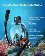VEVOR Scuba Tank, 0.5L Portable Diving Tank, Diving Oxygen Cylinder with Pump Supports 5-10 Minutes Underwater Breathing, 32.81 ft Diving Depth, Refillable Snorkel Air Tank for Underwater Exploration