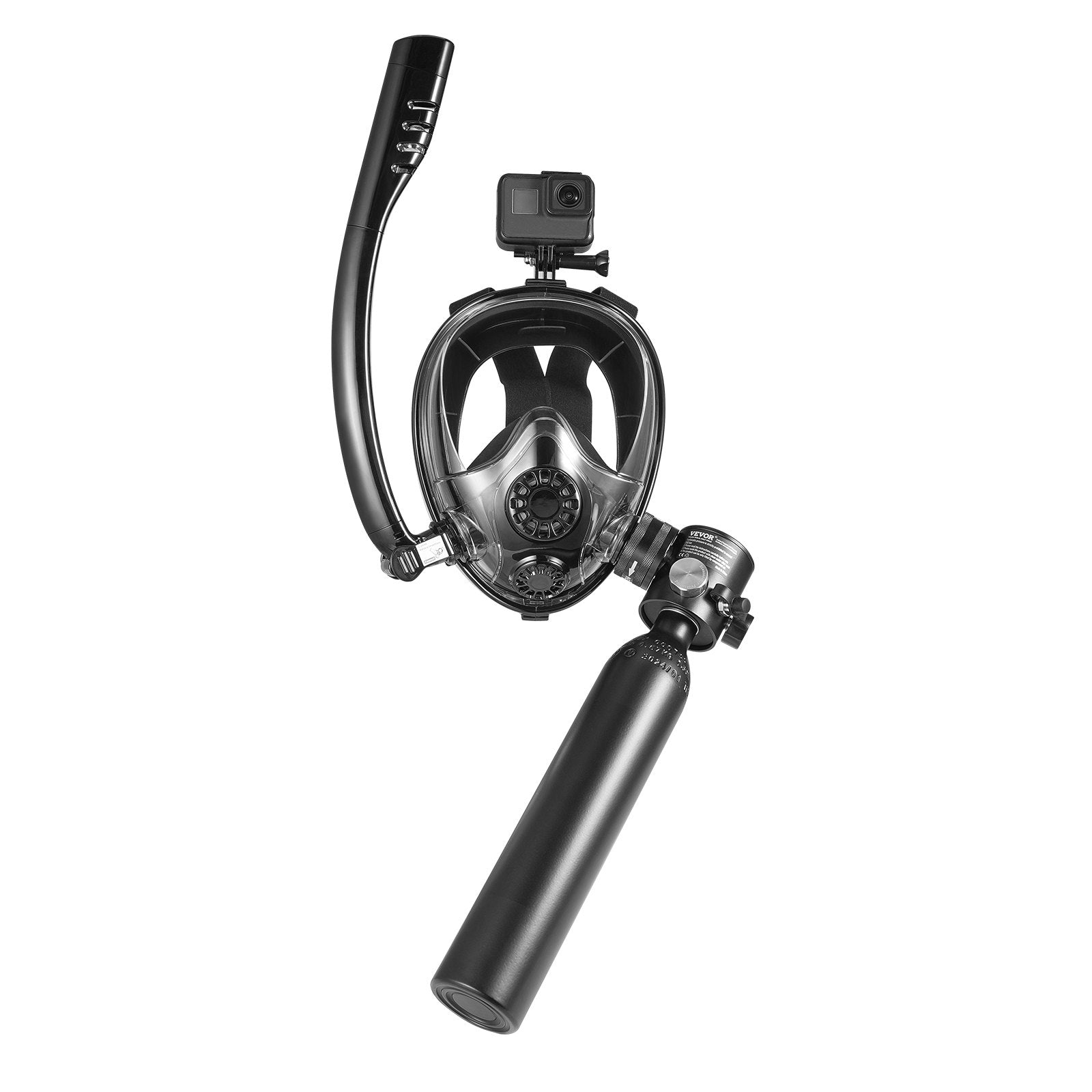 VEVOR Scuba Tank, 0.5L Portable Diving Tank, Diving Oxygen Cylinder with Pump Supports 5-10 Minutes Underwater Breathing, 32.81 ft Diving Depth, Refillable Snorkel Air Tank for Underwater Exploration