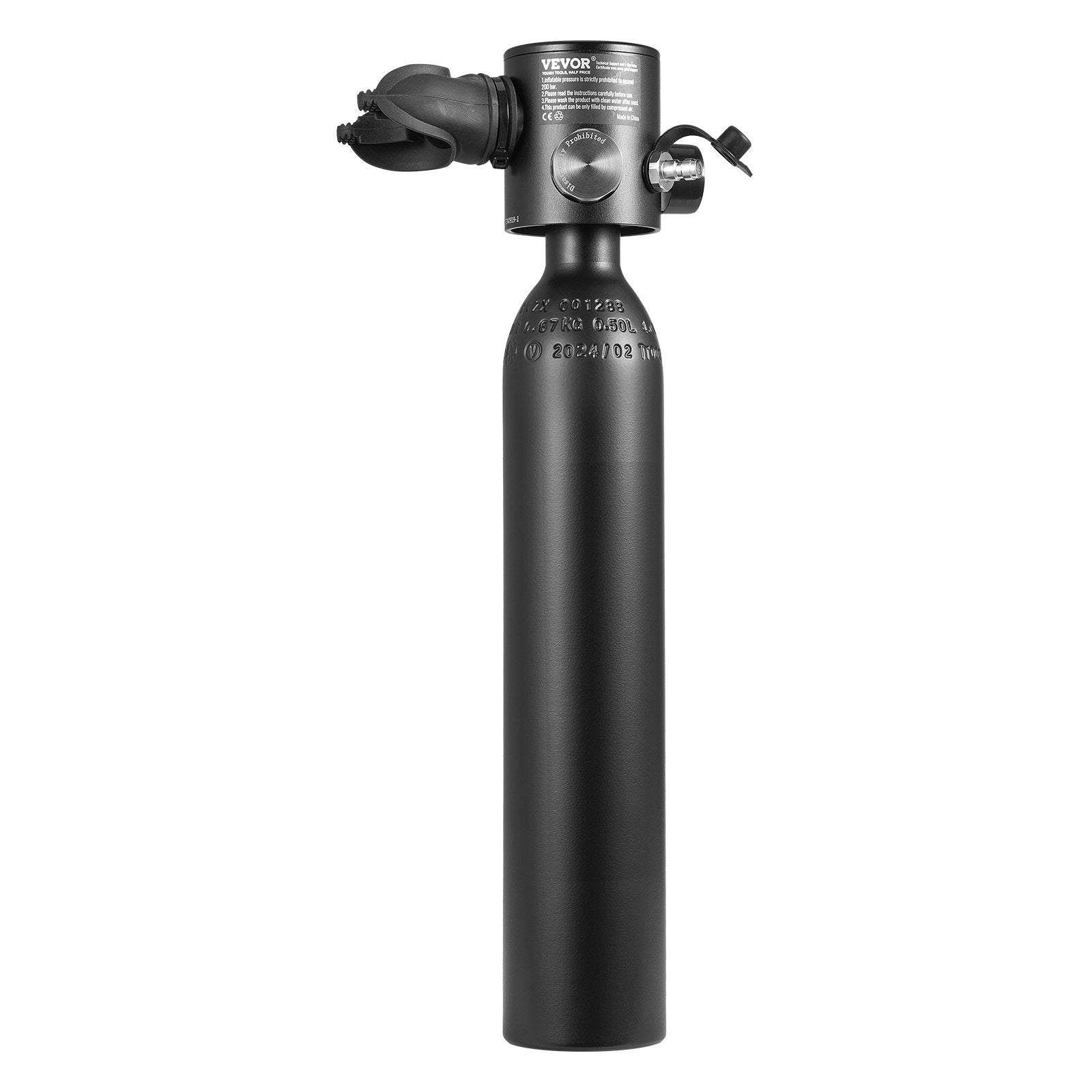 VEVOR Scuba Tank, 0.5L Portable Diving Tank, Diving Oxygen Cylinder with Pump Supports 5-10 Minutes Underwater Breathing, 98.43 ft Diving Depth, Refillable Snorkel Air Tank for Underwater Exploration