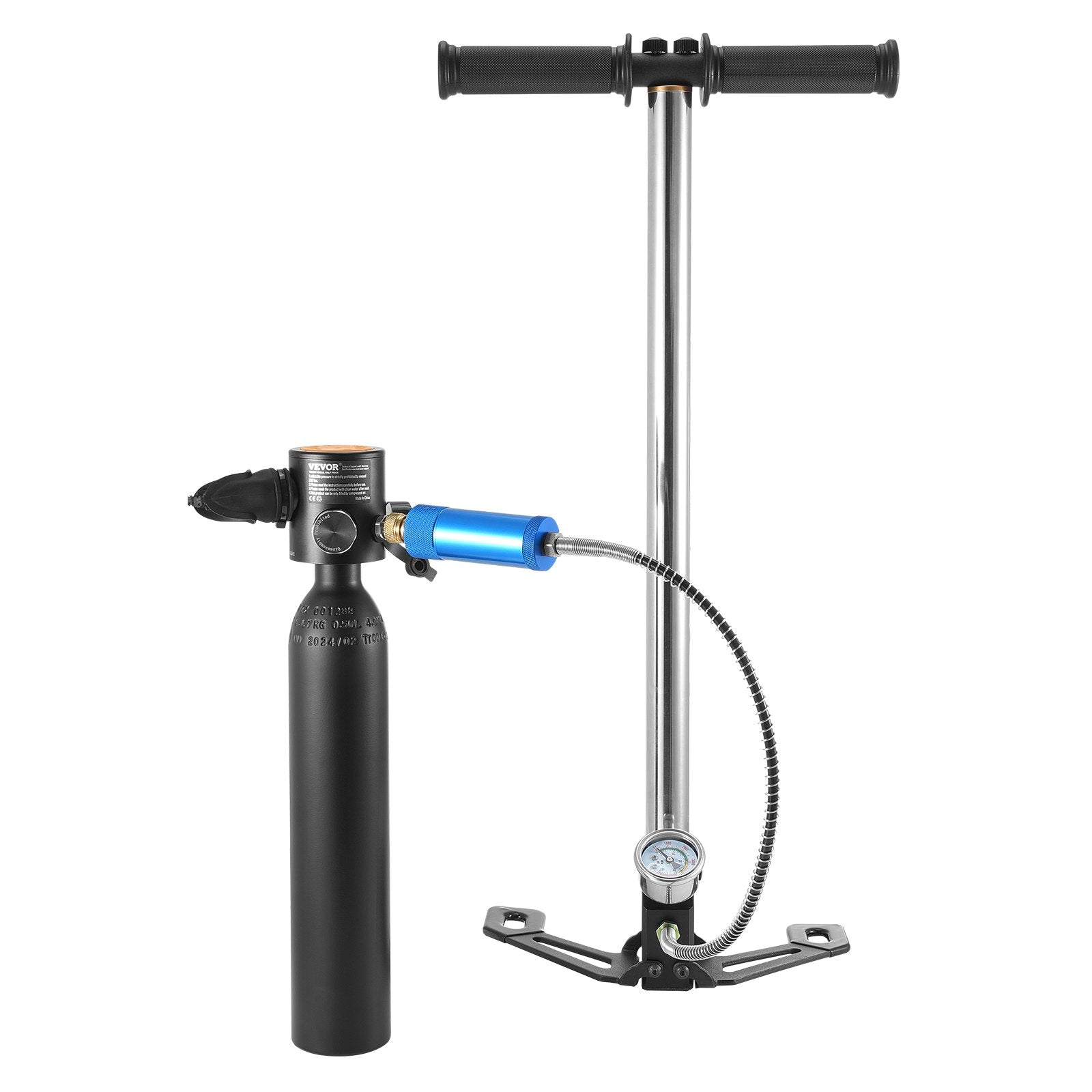 VEVOR Scuba Tank, 0.5L Portable Diving Tank, Diving Oxygen Cylinder with Pump Supports 5-10 Minutes Underwater Breathing, 98.43 ft Diving Depth, Refillable Snorkel Air Tank for Underwater Exploration