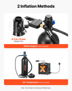 VEVOR Mini Scuba Tank, 2L Portable Diving Tank for Underwater Breathing, Reusable Lung Diving Cylinder up to 35 Minutes Dive Time, Emergency Rescue Pony Bottle with Backpack & Case for Snorkeling