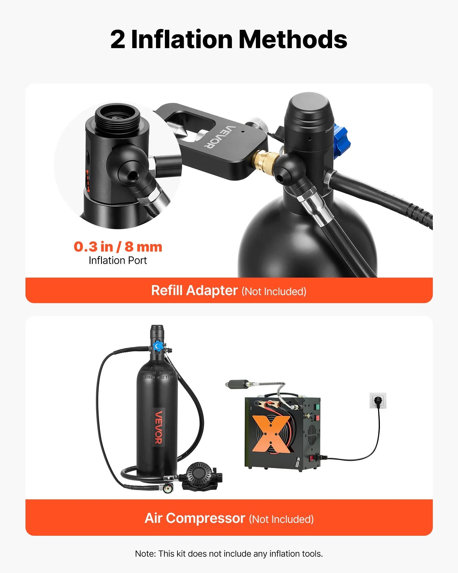 VEVOR Mini Scuba Tank, 2L Portable Diving Tank for Underwater Breathing, Reusable Lung Diving Cylinder up to 35 Minutes Dive Time, Emergency Rescue Pony Bottle with Backpack & Case for Snorkeling