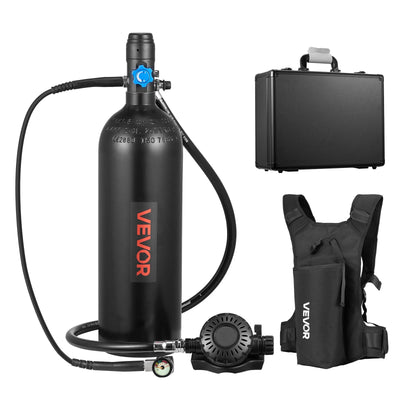 VEVOR Mini Scuba Tank, 2L Portable Diving Tank for Underwater Breathing, Reusable Lung Diving Cylinder up to 35 Minutes Dive Time, Emergency Rescue Pony Bottle with Backpack & Case for Snorkeling