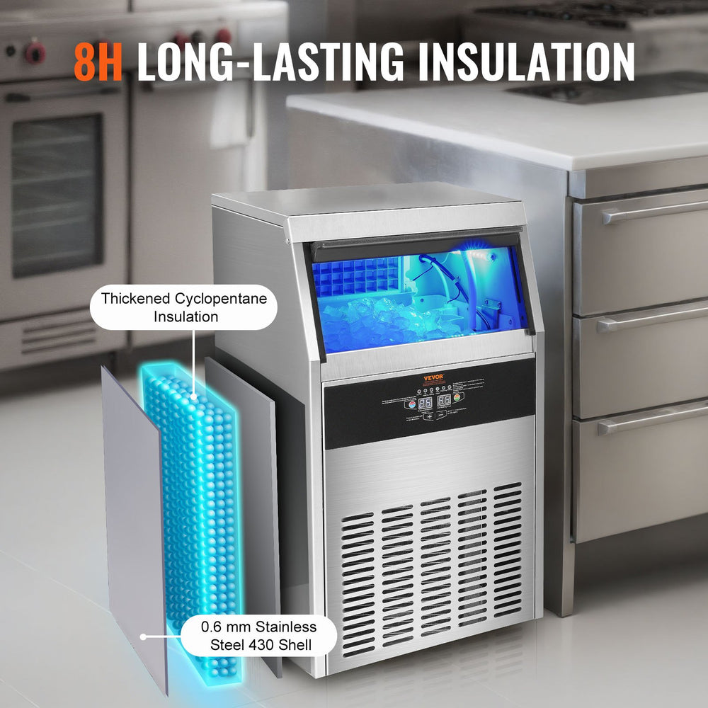 VEVOR Commercial Ice Maker Freestanding Cabinet Machine 56 kg/24H 60 Ice Cubes