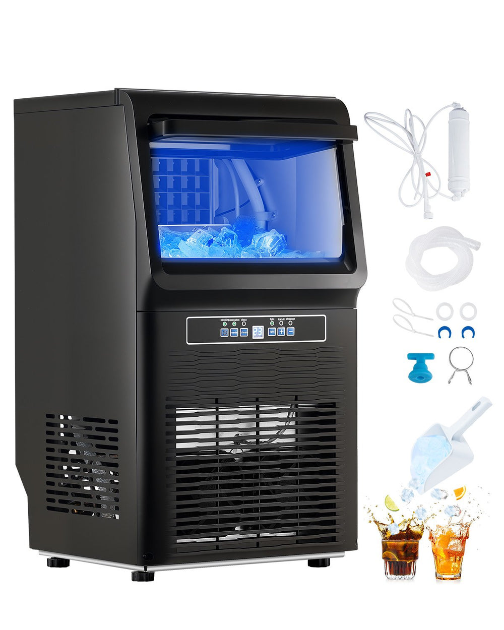VEVOR Commercial Ice Maker Freestanding Cabinet Machine 31.8 kg/24H 36 Ice Cubes