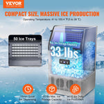 VEVOR Commercial Ice Maker Freestanding Cabinet Machine 54 kg/24H 50 Ice Cubes
