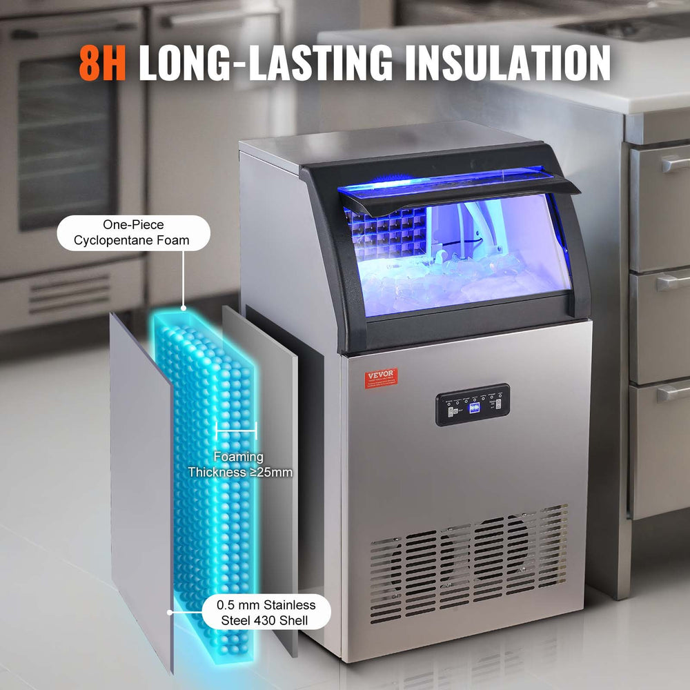 VEVOR Commercial Ice Maker Freestanding Cabinet Machine 54 kg/24H 50 Ice Cubes