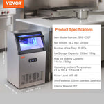 VEVOR Commercial Ice Maker Freestanding Cabinet Machine 54 kg/24H 50 Ice Cubes