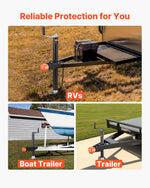 VEVOR Trailer Lock, Fits 47.5, 50.6 & 58.6 mm Straight Tongue Ball Couplers, Heavy Duty Hitch Lock with 4 Keys Secures Security Chains, Anti-Theft RV Trailer Locks for RV, Trailer, Boat
