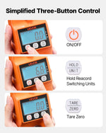 VEVOR Digital Crane Scale, 880 lbs/400 kg Max Capacity, Handheld Hanging Scale with Cast Aluminum Case & LCD Display, 100 g Division & 3 Unit Switch, Auto-Off Setting for Farm Hunting Fishing, Orange