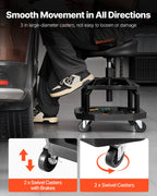 VEVOR Rolling Shop Stool, Pneumatic Garage Seat/Work Stool with 300 lbs Capacity, Adjustable Height Roller Creeper Seat, 360° Swivel Padded Workshop Stool with Casters, for Garage, Shop & Auto Repair