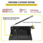 VEVOR A4 Paper Guillotine 12" Width Paper Cutter Heavy Duty Manual Stack Paper Trimmer Stack Cutter with Clamp Safe Lock for Home Office