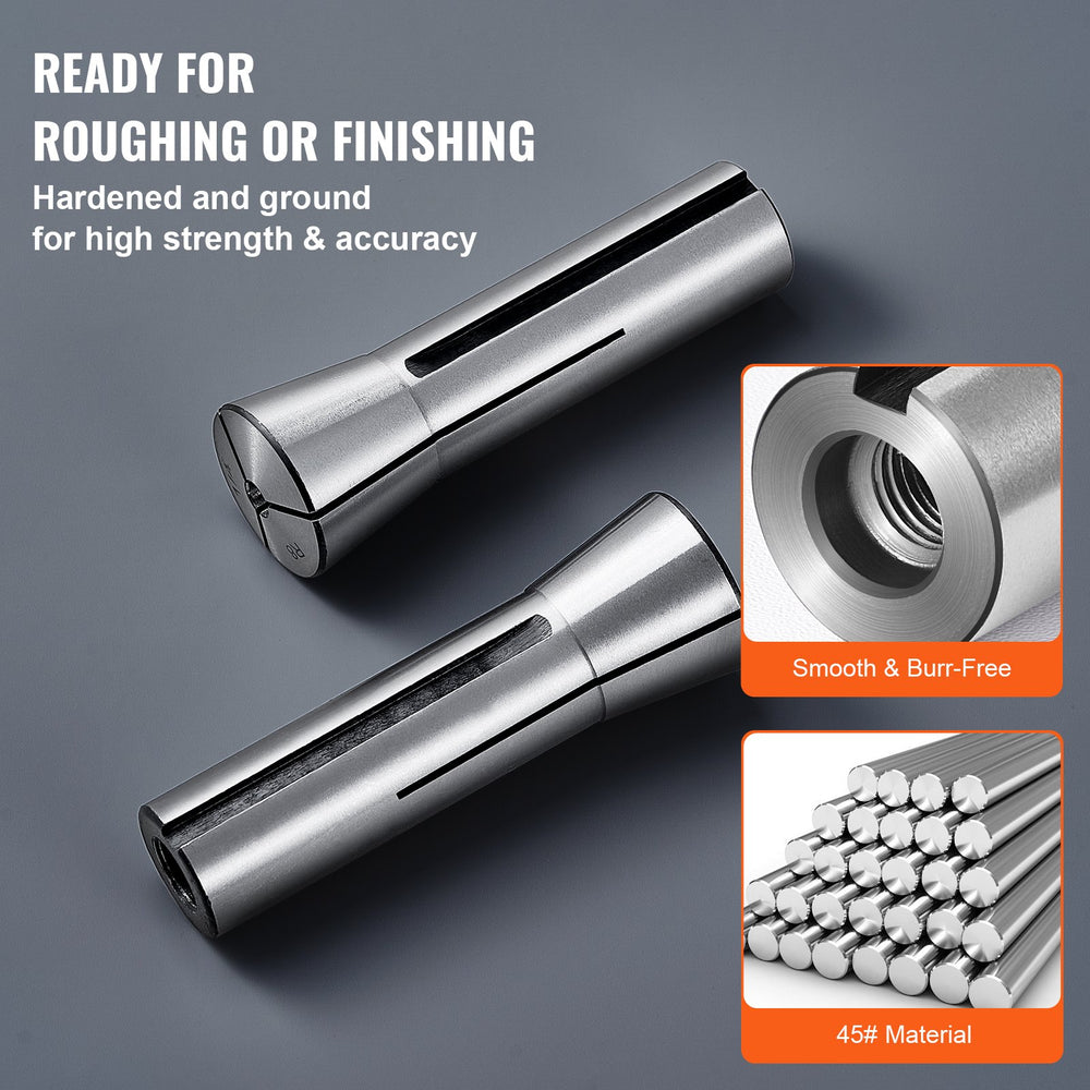 VEVOR 13 pcs Precision R8 Collet Set, 1/8" - 7/8", 45# Mill Collet Chuck 0.0012"/30μm TIR with 13 Labeled Storage Boxes, for Milling Machine Drill Presses Boring Machine Machining Center