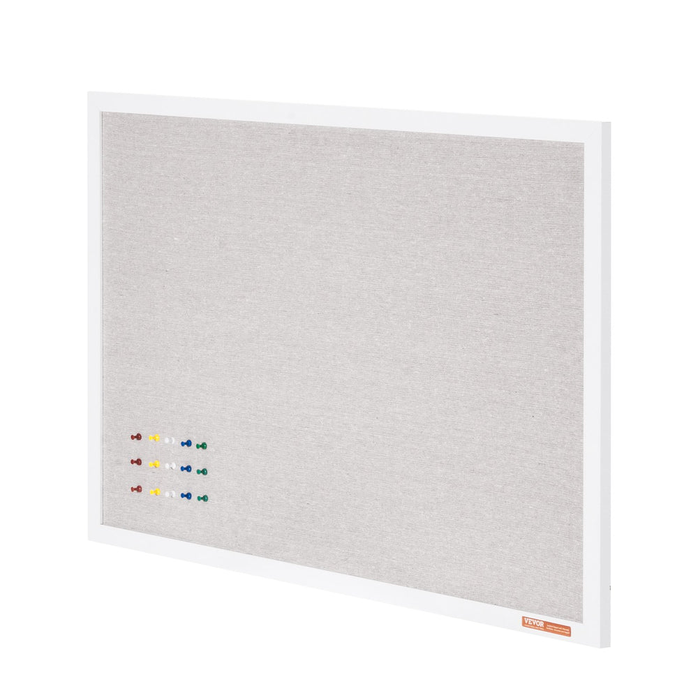 VEVOR 36"x24" White Cork Board with Linen Surface – Stylish Wall-Mounted Bulletin Board for Home, School, Office – Elegant & Functional Noticeboard