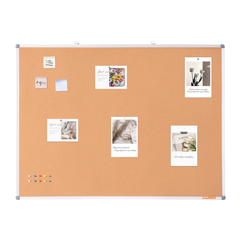 VEVOR 48"x36" Large Cork Board – Wall-Mounted Bulletin Board with Pin Board – Perfect for School, Home, Office