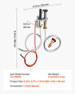 VEVOR Gas Pilot Assembly, OE 446-512A, HSRV 446-512A, SRV 446-512A Fireplace Gas Pilot Assembly Kit, Natural Gas Ignition Replacement, Compatible with Heat & Glo, Heatilator, Lennox, Regency Models