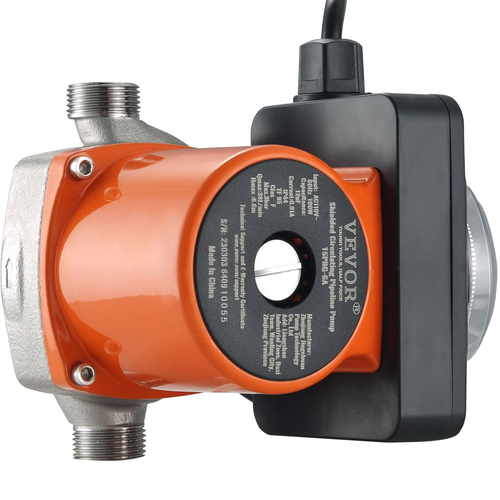 VEVOR Hot Water Circulation Pump Circulator Pump DN20 Inlet/Outlet DN15 Adapter
