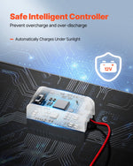 VEVOR 20W 12V Solar Panel Battery Charger, Solar Battery Trickle Charger Maintainer with Built-in Smart Controller & 3 Connection Cables, IP67 Waterproof Portable for RV Car Motorcycle Boat Van Camper