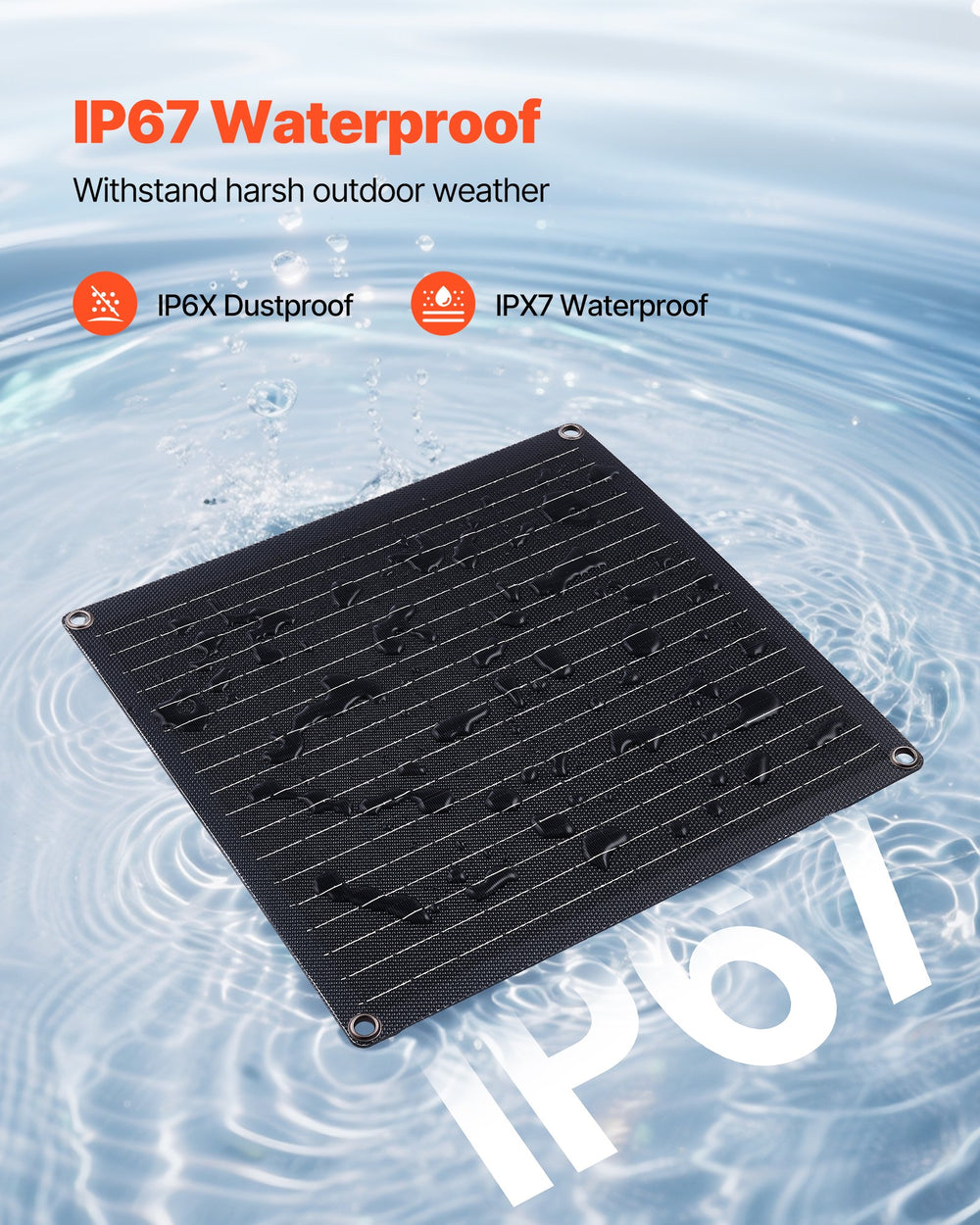 VEVOR 20W 12V Solar Panel Battery Charger, Solar Battery Trickle Charger Maintainer with Built-in Smart Controller & 3 Connection Cables, IP67 Waterproof Portable for RV Car Motorcycle Boat Van Camper