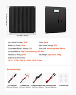 VEVOR 20W 12V Solar Panel Battery Charger, Solar Battery Trickle Charger Maintainer with Built-in Smart Controller & 3 Connection Cables, IP67 Waterproof Portable for RV Car Motorcycle Boat Van Camper