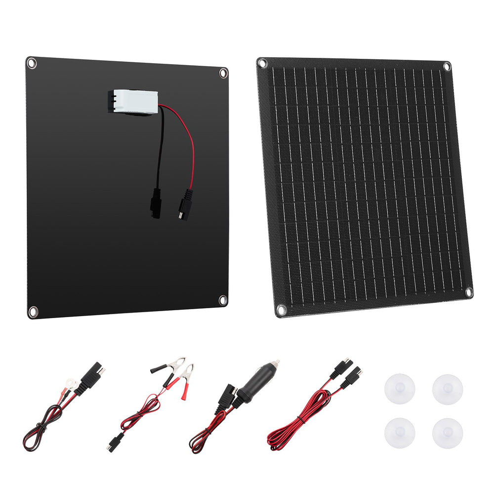 VEVOR 20W 12V Solar Panel Battery Charger, Solar Battery Trickle Charger Maintainer with Built-in Smart Controller & 3 Connection Cables, IP67 Waterproof Portable for RV Car Motorcycle Boat Van Camper