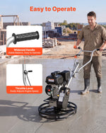 VEVOR Power Trowel, 610 mm Concrete Finishing Machine with Float Pan, 7HP Kohler Engine, 4 Blades, Adjustable Pitch, Gas-Powered Walk-Behind Cement Surface Finisher for Smooth Floors, Construction