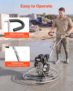 VEVOR Power Trowel, 950 mm Concrete Finishing Machine with Float Pan, 7HP Kohler Engine, 4 Blades, Adjustable Pitch, Gas-Powered Walk-Behind Cement Surface Finisher for Smooth Floors, Construction
