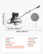 VEVOR Power Trowel, 950 mm Concrete Finishing Machine with Float Pan, 7HP Kohler Engine, 4 Blades, Adjustable Pitch, Gas-Powered Walk-Behind Cement Surface Finisher for Smooth Floors, Construction