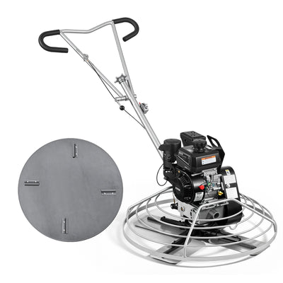 VEVOR Power Trowel, 950 mm Concrete Finishing Machine with Float Pan, 7HP Kohler Engine, 4 Blades, Adjustable Pitch, Gas-Powered Walk-Behind Cement Surface Finisher for Smooth Floors, Construction