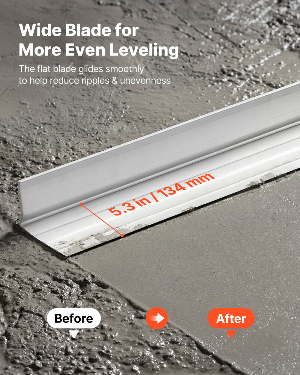 VEVOR Concrete Screed Blade 3048 mm Aluminum Alloy Board Leveling Tool, 5.3 in Wide Straight Edge, Wide Coverage, Replacement Surface Leveler for Driveway, Patio, Sidewalk, Garage Floor Finishing